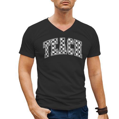 Teach Teacher Checkered First Day Of School Back To School Men's V-Neck T-Shirt - teacherstshirts.com AU
