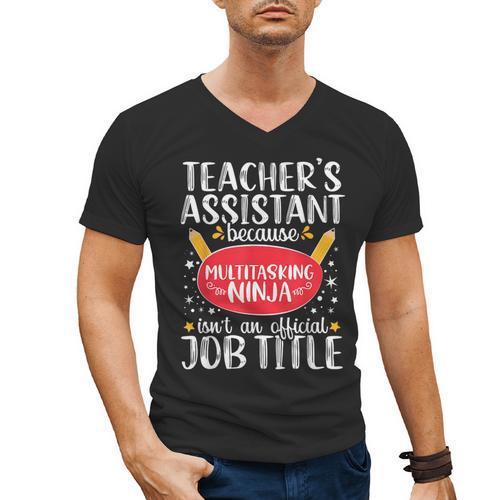 Teacher Assistant Teaching School Ninja Appreciation Men's V-Neck T-Shirt - teacherstshirts.com AU
