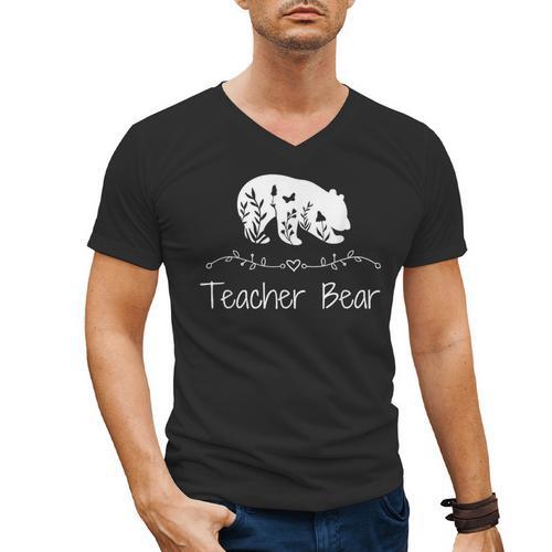 Teacher Bear For Educators Teacher Appreciation Men's V-Neck T-Shirt - teacherstshirts.com AU