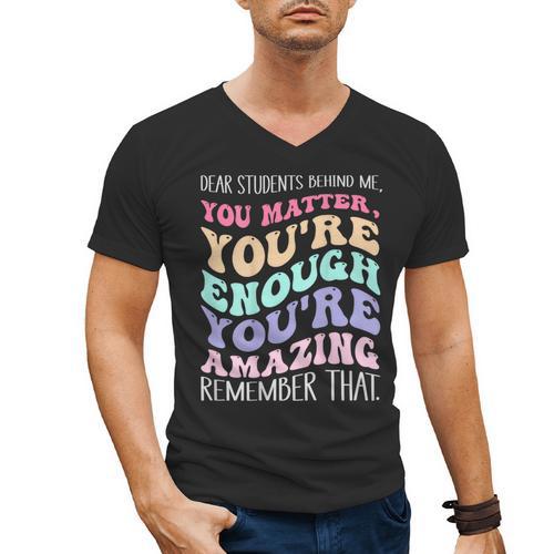 Teacher Dear Students Behind Me 1st Day Of School On Back Men's V-Neck T-Shirt - teacherstshirts.com