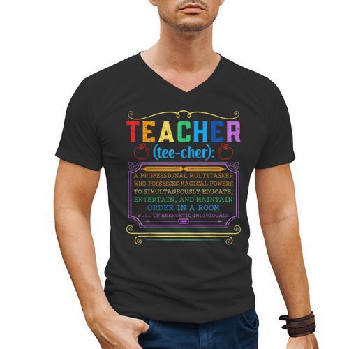 Teacher Definition Teaching School Teacher Men's V-Neck T-Shirt - teacherstshirts.com AU