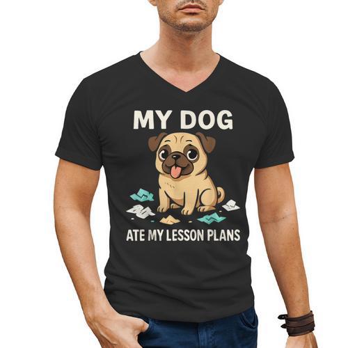 Teacher My Dog Ate My Lesson Plans School Staff Men's V-Neck T-Shirt - teacherstshirts.com AU