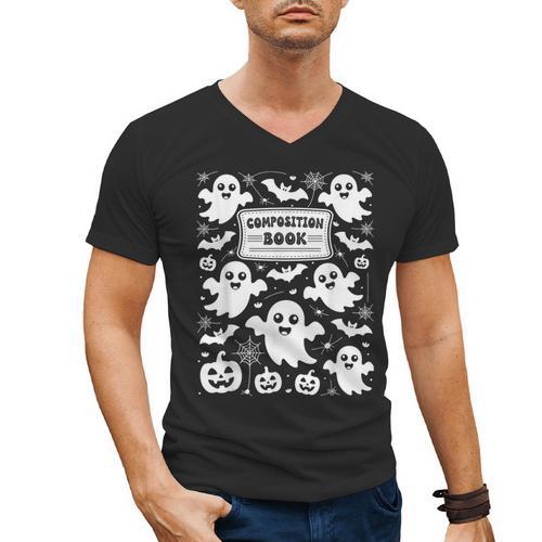 Teacher Halloween Composition Notebook Costume Halloween Men's V-Neck T-Shirt - teacherstshirts.com AU