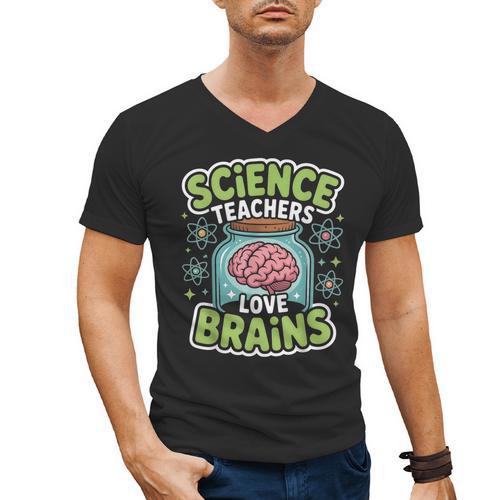 Teacher Halloween Costume Science Teachers Love Brains Men's V-Neck T-Shirt - teacherstshirts.com AU