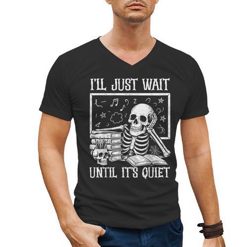 Teacher Halloween Shirt I'Ll Just Wait Until It's Quiet Men's V-Neck T-Shirt - teacherstshirts.com