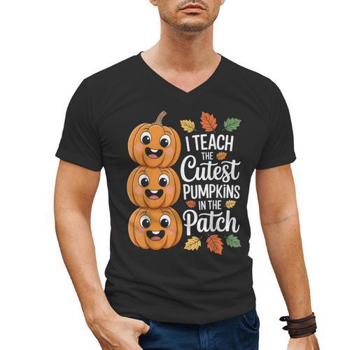 Teacher Halloween Tshirts I Teach The Cutest Pumpkins Men's V-Neck T-Shirt - teacherstshirts.com DE