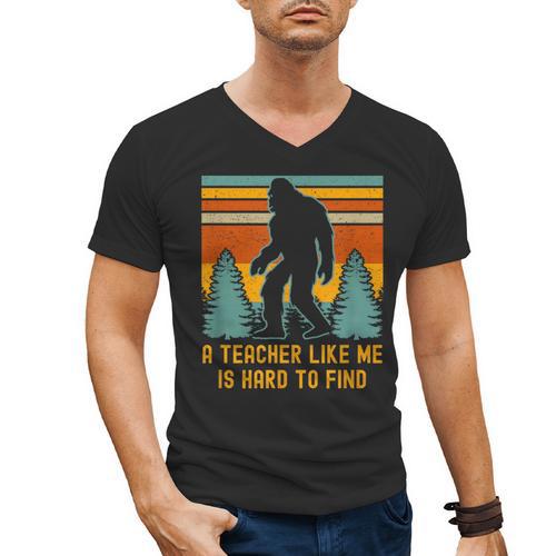 A Teacher Like Me Is Hard To Find Bigfoot Teacher Men's V-Neck T-Shirt - teacherstshirts.com