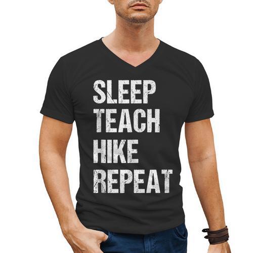 Teacher Hiking Shirt Teaching Hiker T Shirt Men's V-Neck T-Shirt - teacherstshirts.com UK
