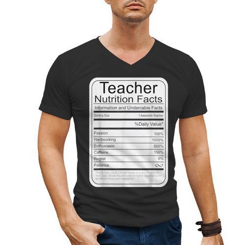 Teacher Nutrition Facts Teachers Nutritional Fact Men's V-Neck T-Shirt - teacherstshirts.com AU