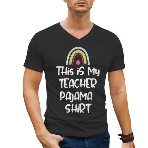 This Is My Teacher Pajama Shirt Teacher Life Tee Men's V-Neck T-Shirt - teacherstshirts.com