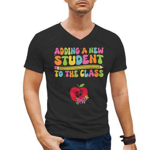 Teacher Pregnancy Announcement Clothing Expecting Teacher X-Small Men's V-Neck T-Shirt - teacherstshirts.com AU