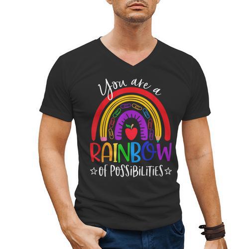 Teacher You Are a Rainbow Of Possibilities Funny Men's V-Neck T-Shirt - teacherstshirts.com