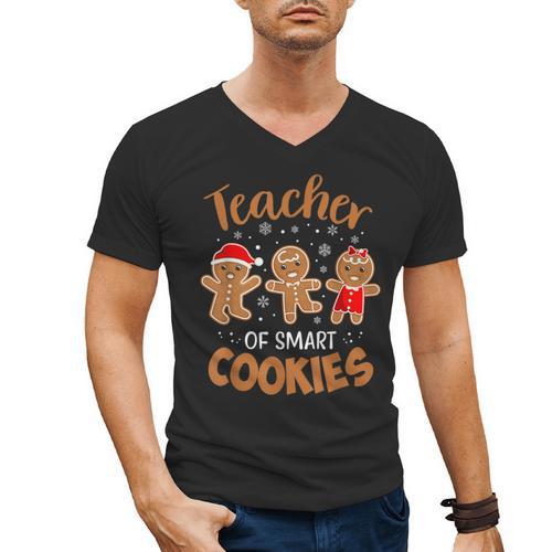 Teacher Of Smart Cookies Gingerbread Christmas Teacher Cute Men Women Kids Men's V-Neck T-Shirt - teacherstshirts.com AU