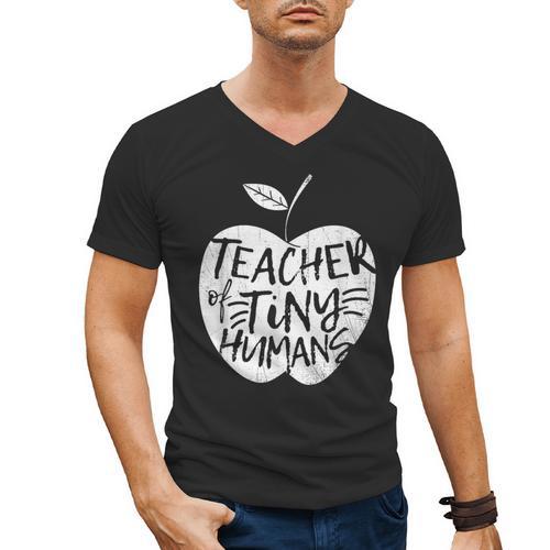 Teacher Of Tiny Humans Preschool Kindergarten Teacher Men's V-Neck T-Shirt - teacherstshirts.com UK