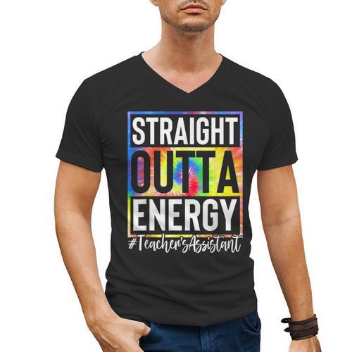 Teacher's Assistant Straight Outta Energy Teaching Tie Dye For Men Women Men's V-Neck T-Shirt - teacherstshirts.com