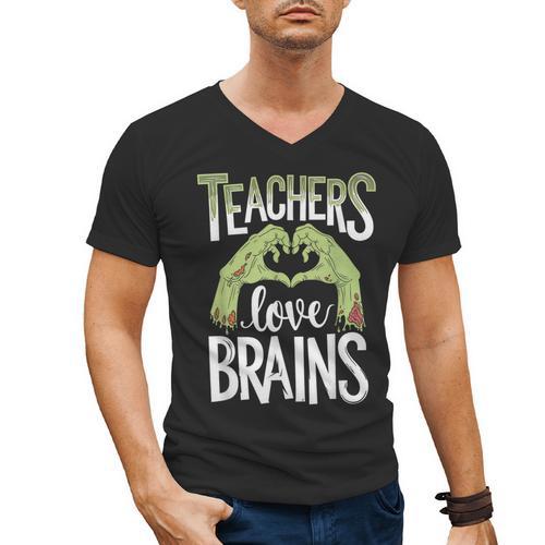 Teachers Love Zombie Teacher Halloween Fun Men's V-Neck T-Shirt - teacherstshirts.com DE