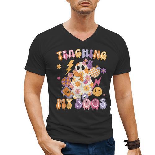 Teaching My Boos Ghost Halloween Costumes Teacher Men Women Men's V-Neck T-Shirt - teacherstshirts.com