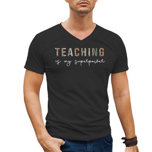 Teaching Is My SuperPower Educator Teacher Appreciation Men's V-Neck T-Shirt - teacherstshirts.com AU