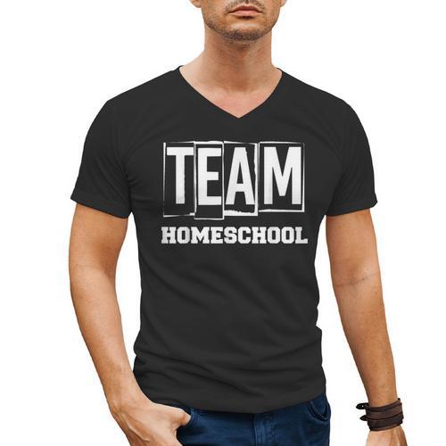 Team Homeschool Homeschooler Homeschooling Teacher Mom Kids Men's V-Neck T-Shirt - teacherstshirts.com UK