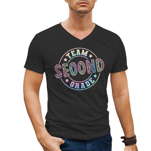 Team Second Grade Teacher Student Back To School 2nd Grade Men's V-Neck T-Shirt - teacherstshirts.com