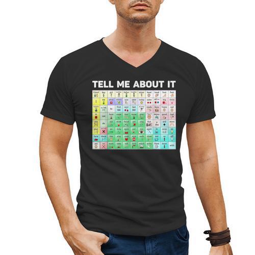 Tell Me About It Speech Language Pathology AAC Sped Teacher Men's V-Neck T-Shirt - teacherstshirts.com AU