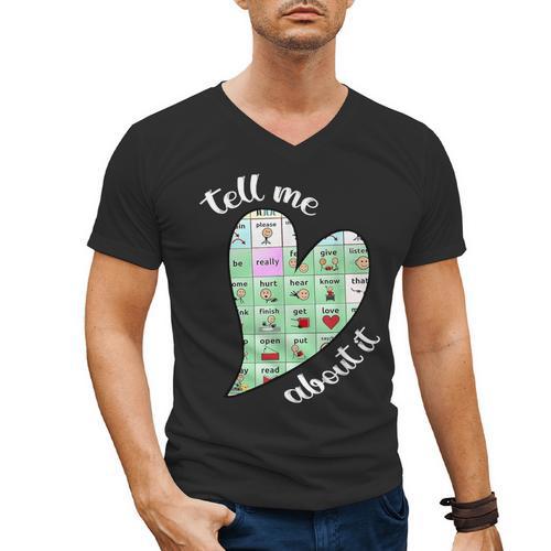 Tell Me About It Speech Pathology Aac Sped Teacher Men's V-Neck T-Shirt - teacherstshirts.com AU