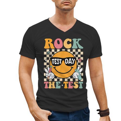Test Day Rock The Test Teacher Testing Day You Got This Men's V-Neck T-Shirt - teacherstshirts.com DE