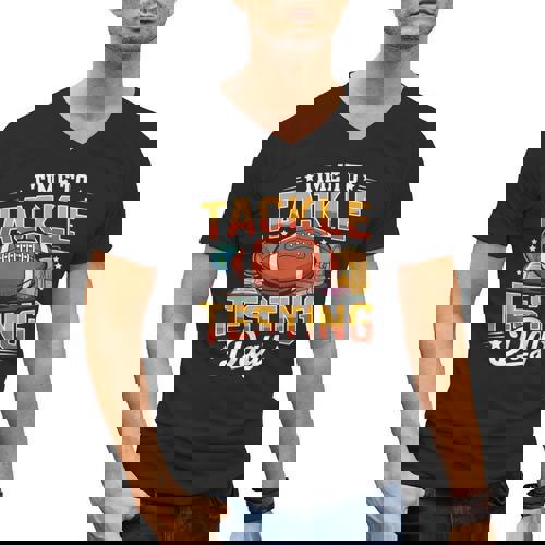 Test Day State Football Tackle Testing Day Sports Teacher Men&#x27;s V-Neck T-Shirt - teacherstshirts.com