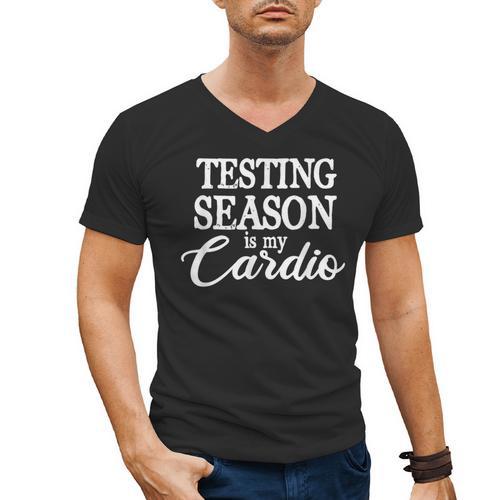 Testing Season Is My Cardio Teacher Test Day Men's V-Neck T-Shirt - teacherstshirts.com DE