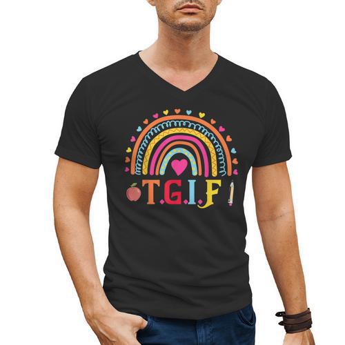 TGIF Teacher Appreciation Alphabet Thank God It's Friday For Men Women Girls Kids Men's V-Neck T-Shirt - teacherstshirts.com
