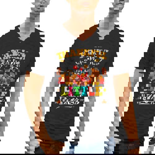 Thankful For My Little Turkeys Teacher Thanksgiving Teachers Men&#x27;s V-Neck T-Shirt - teacherstshirts.com