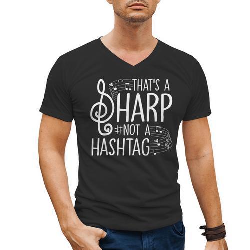 That's a Sharp Not a Hashtag Music Teacher Musicians Men's V-Neck T-Shirt - teacherstshirts.com CA