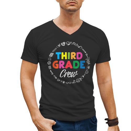 Third Grade Crew First Day Of School 3rd Grade Teacher Men's V-Neck T-Shirt - teacherstshirts.com CA