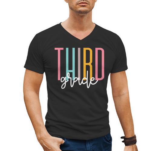 Third Grade Girls Boys Teacher Team 3rd Grade Squad Men's V-Neck T-Shirt - teacherstshirts.com AU