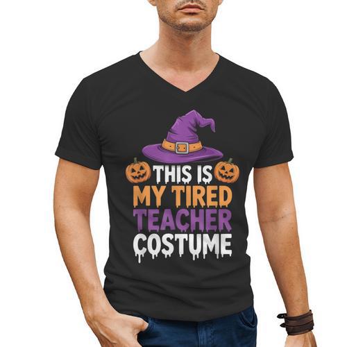 This Is My Tired Teacher Costume Halloween Men's V-Neck T-Shirt - teacherstshirts.com AU