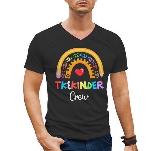 TK And Kinder Crew TK Teacher Transitional Kindergarten PreK Men's V-Neck T-Shirt - teacherstshirts.com UK