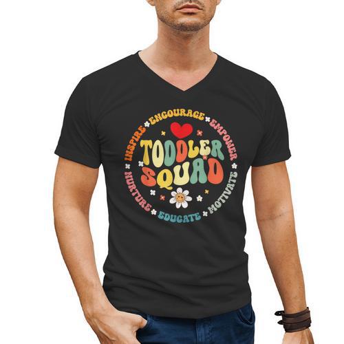 Toddler Squad Pre-K Teacher Pre School Back To School Men's V-Neck T-Shirt - teacherstshirts.com DE
