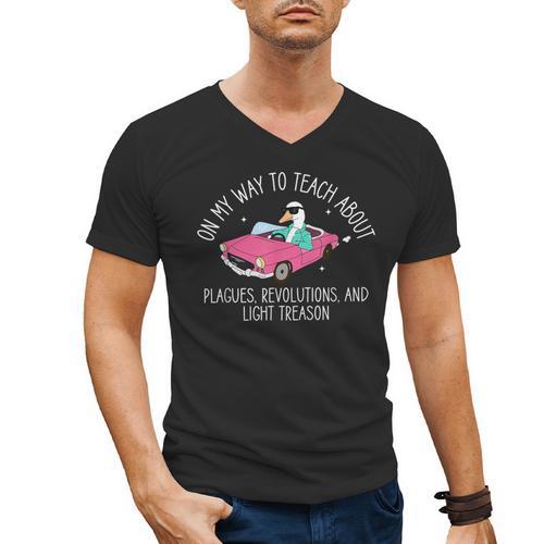 History Teacher Silly Goose Back To School Social Studies Men's V-Neck T-Shirt - teacherstshirts.com UK
