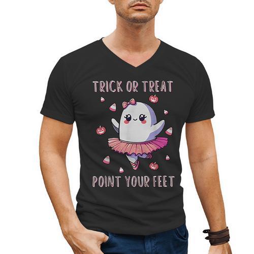 Trick Or Treat Point Your Feet Halloween Ghost Dance Teacher Men's V-Neck T-Shirt - teacherstshirts.com AU