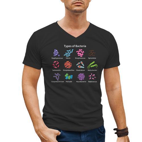 Types Of Bacteria Microbiologist Biology Science Teacher Men's V-Neck T-Shirt - teacherstshirts.com DE