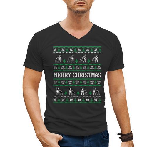 Ugly Sweater Boston Terrier Dog Christmas Dog Lover Xmas Men Women Kids Men's V-Neck T-Shirt - Bostonterriersmerch.com