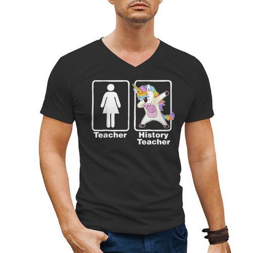 Unicorn History Teacher T-Shirt History Teacher Men's V-Neck T-Shirt - teacherstshirts.com