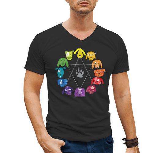 Unique For Artists By ADS Color Wheel Educational Art Teacher Dog Themed Artist Small Men's V-Neck T-Shirt - teacherstshirts.com AU