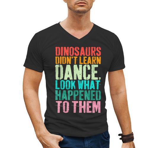 Vintage Dinosaurs Didn't Learn Dance Dance Teacher Men's V-Neck T-Shirt - teacherstshirts.com AU