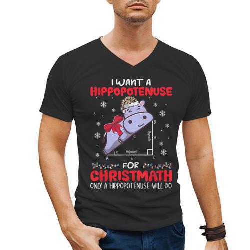 I Want A Hippopotenuse For Christmath Math Teacher Christmas Men's V-Neck T-Shirt - teacherstshirts.com AU