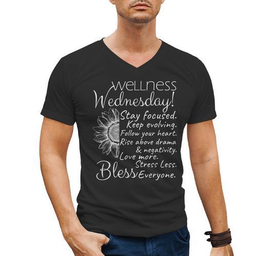 Wellness Wednesday Nurse Counselor Teacher Quotes Men's V-Neck T-Shirt - teacherstshirts.com UK