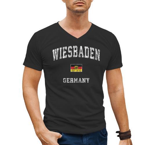Wiesbaden Germany Vintage Athletic Sports Men's V-Neck T-Shirt - Bostonterriersmerch.com