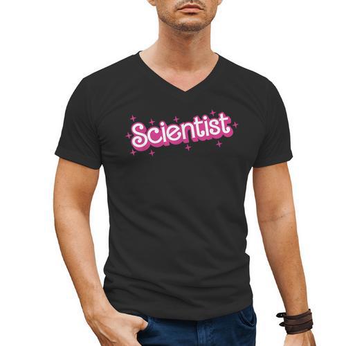 Women Retro Pink Scientist Science Teacher Back To School Men's V-Neck T-Shirt - teacherstshirts.com AU