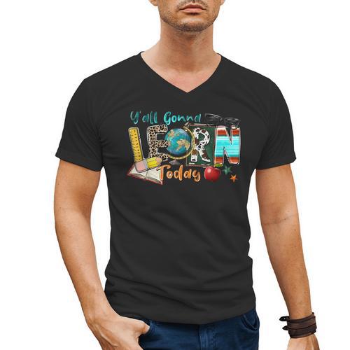 Y'All Gonna LEARN Today Back To School Teacher Appreciation Men's V-Neck T-Shirt - teacherstshirts.com AU