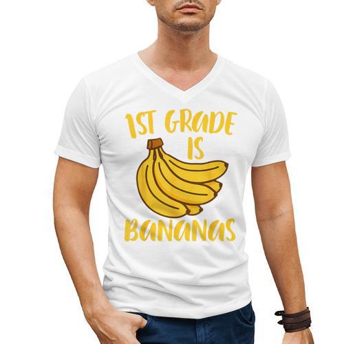 1st Grade Is Bananas Teacher Teaching Back To School Men's V-Neck T-Shirt - teacherstshirts.com